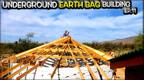 Underground Earth Bag Construction Episode 11  Reciprocal Roof Purlins & Jack Rafters for the Mus-Art Studio | Building Purlins & Jack Rafters for a Circular Roofing Frame
