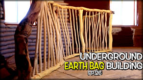 Underground Earth Bag Construction  Episode 26  Homemade Stair Banister Rail          Unique Wood Artistically Crafted! 