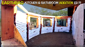 $10 Wood Ceiling, Window Headers & Tank Drop! | Kitchen & Bathroom Earthbag Add-on Ep11 | WP