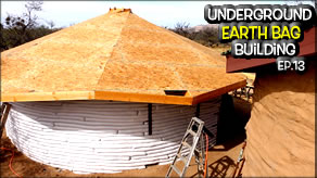 Underground Earth Bag Construction  Episode 12  Reciprocal Roof Facia          Reciprocal Roof Framing Complete on the Mus-Art Studio!