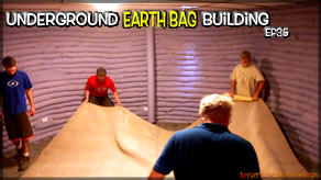 Underground Earth Bag Construction  Episode 35  Downstairs Floor Finish          Rubber Floor, Brackets & Carpet