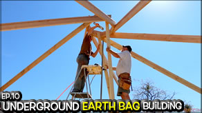 Underground Earth Bag Construction Episode 10  Reciprocal Roof Frame for the Mus-Art Studio | Building a Circular Roofing Frame