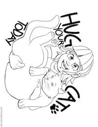 Hug Your Cat Today Coloring Page