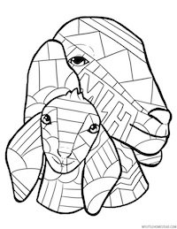 Mama And Baby Goats Coloring Page