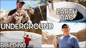 undergound earth bag building - electrical, moisture barrier and homemade dirt chute