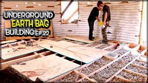 Weekly Peek | Underground Earth Bag Building Ep 22 | Ceiling Tiles, Insulation & Subfloor