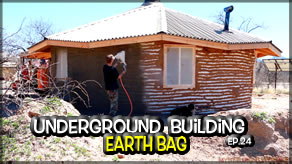 Underground Earth Bag Construction  Episode 24  Exterior Cob & Stucco          Cob Chinking & Applying the Exterior Stucco! 