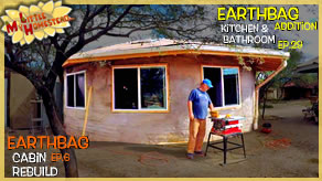 Install Windows, Collar Ties & Cut in Driveway | Earthbag Kitchen & Bath Ep29| Cabin Ep6