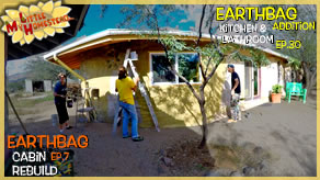 Cabin Stucco, Paint, Insulation & Homemade RV Wood Stove | Earthbag Kitchen & Bath Ep30| Cabin Ep7