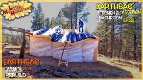 Roofing Shingles, Tar Paper & Sheetrock | Earthbag Kitchen & Bath Ep33| Cabin Ep10