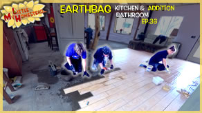 Demo Floor & Install Wood Tile  | Earthbag Kitchen & Bath Ep36 | Weekly Peek